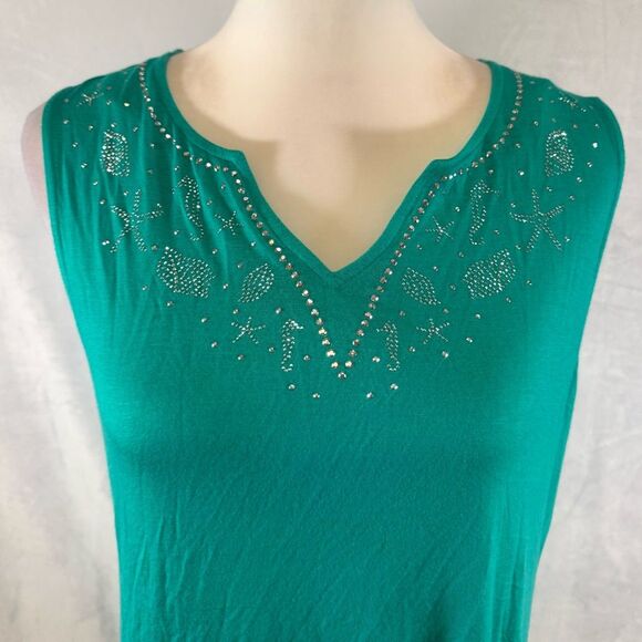 Cocomo teal green studded shimmering beach dress size medium NWOT - Picture 2 of 7